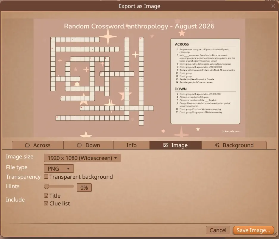 export as image options
